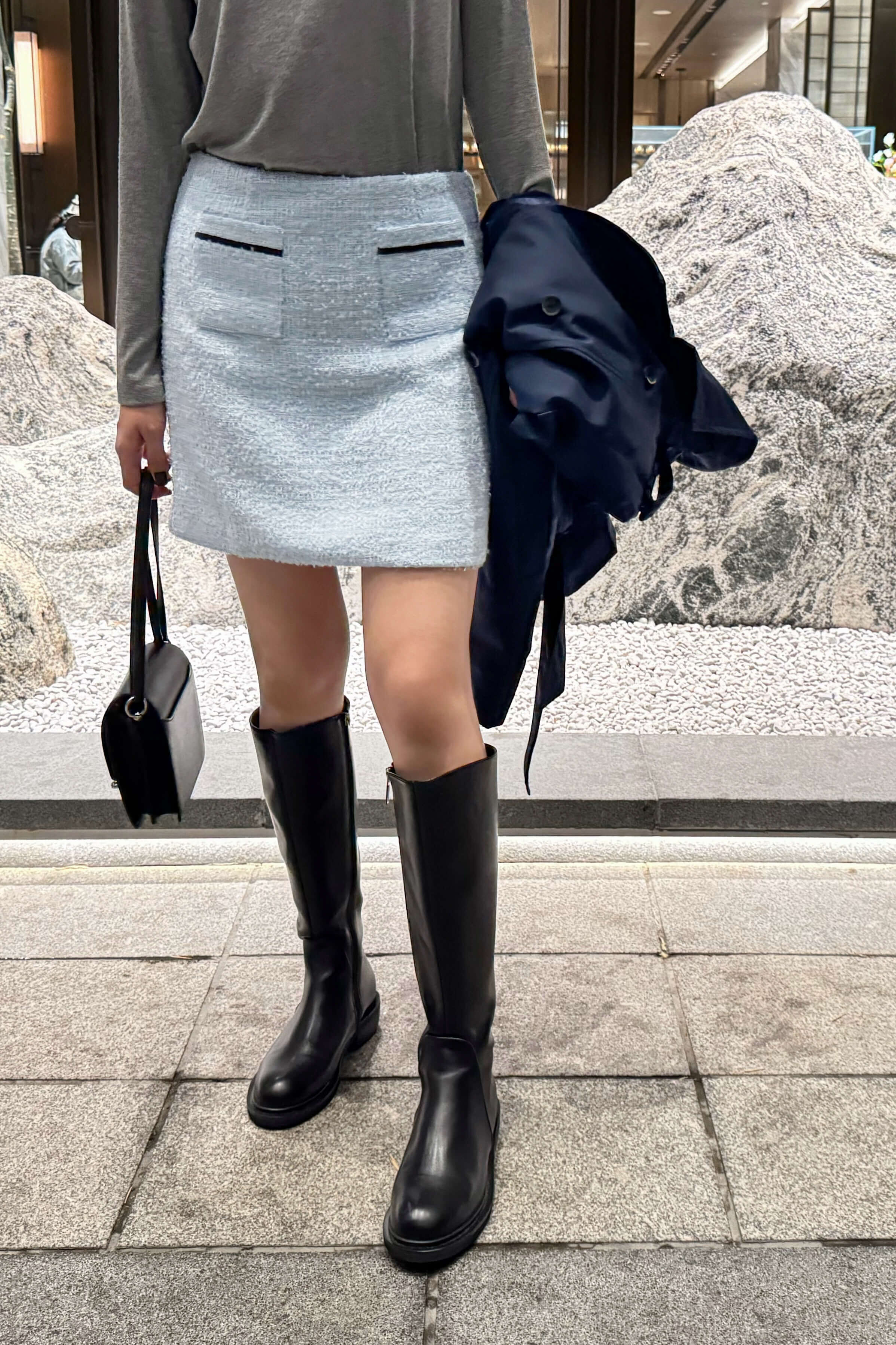 Fringed Pocket Detail Tweed Mini Skirt_SK225L30