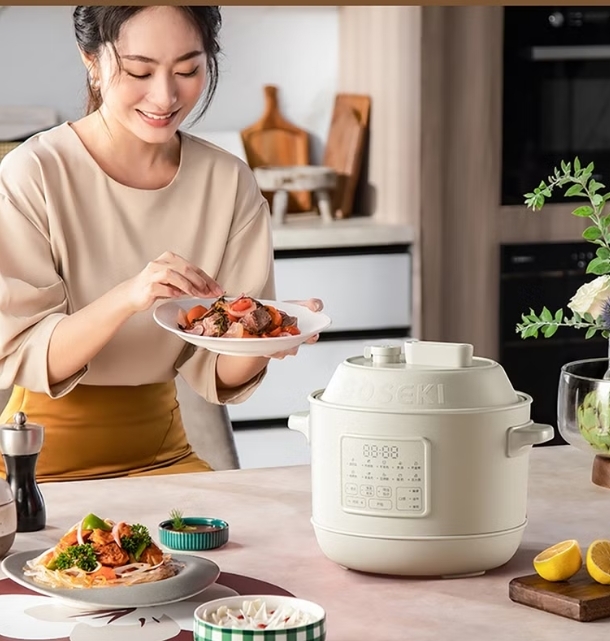 SOSEKI 3L 多功能壓力料理電飯鍋(BRUNO同款)(省時省電|快速安全泄壓|0塗層|8分鐘煮出白飯|無水烤焗|10大菜單)