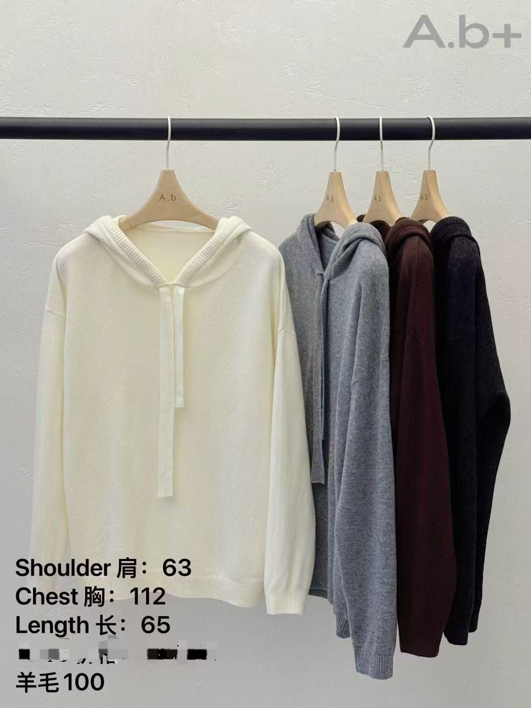 ABB5204 連帽羊毛長袖上衣