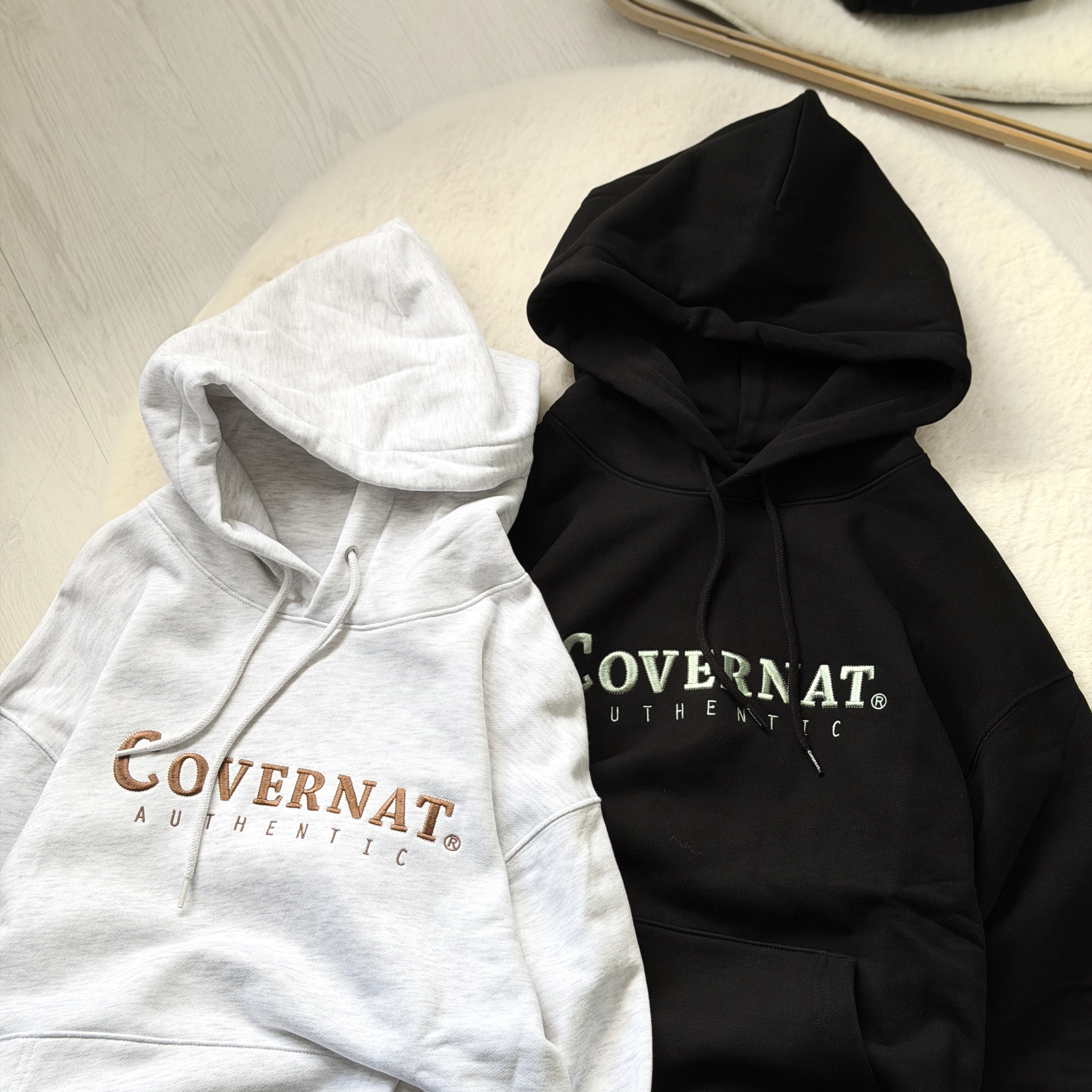 現貨 | Covernat Authentic Logo Hoodie 刺繡 淺灰 黑色