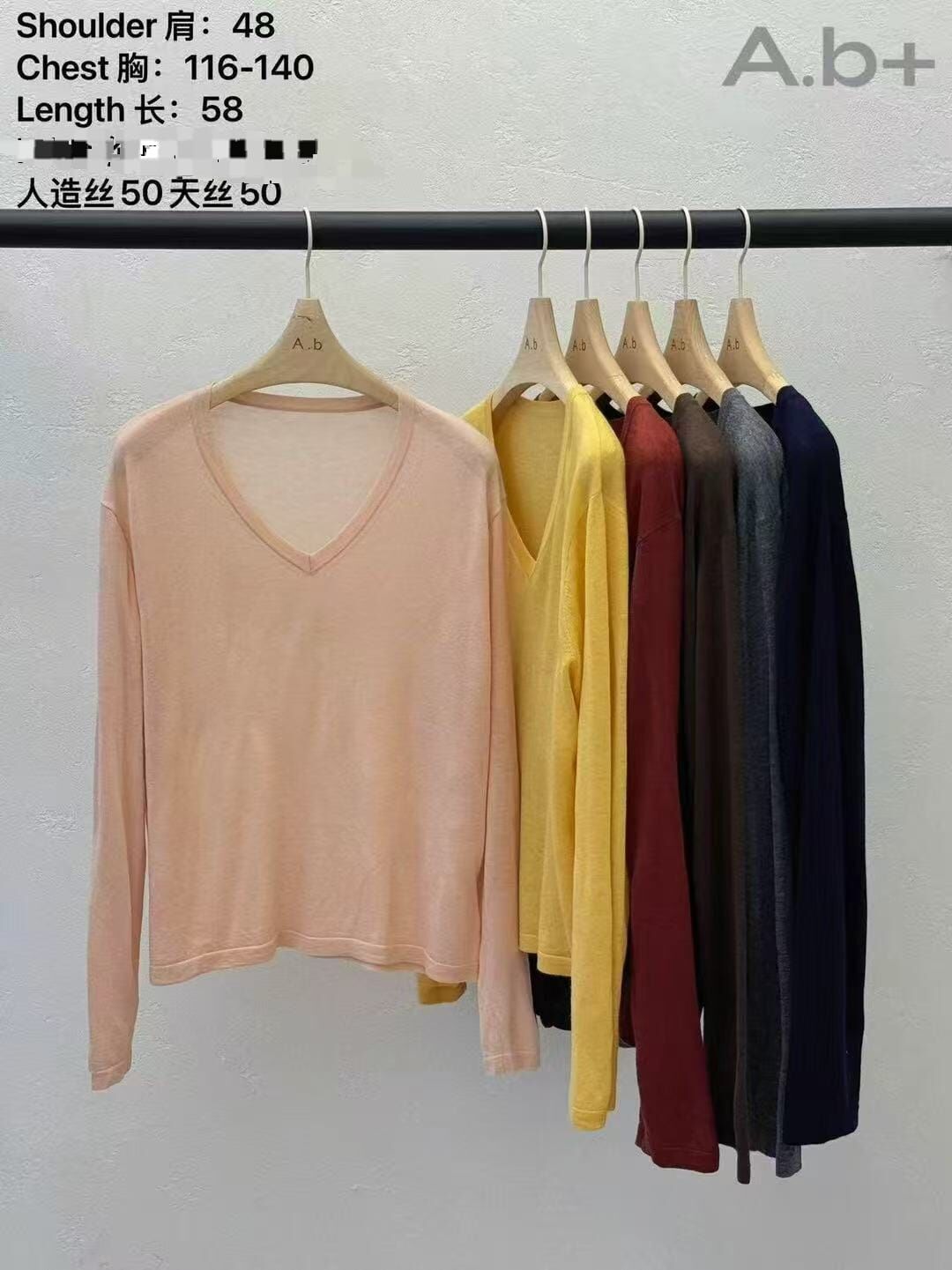 ABB5210 V領薄款天絲長袖