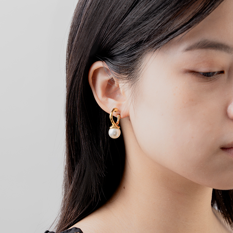 miramira珠光｜貼耳單顆珠耳環D6003-金58408