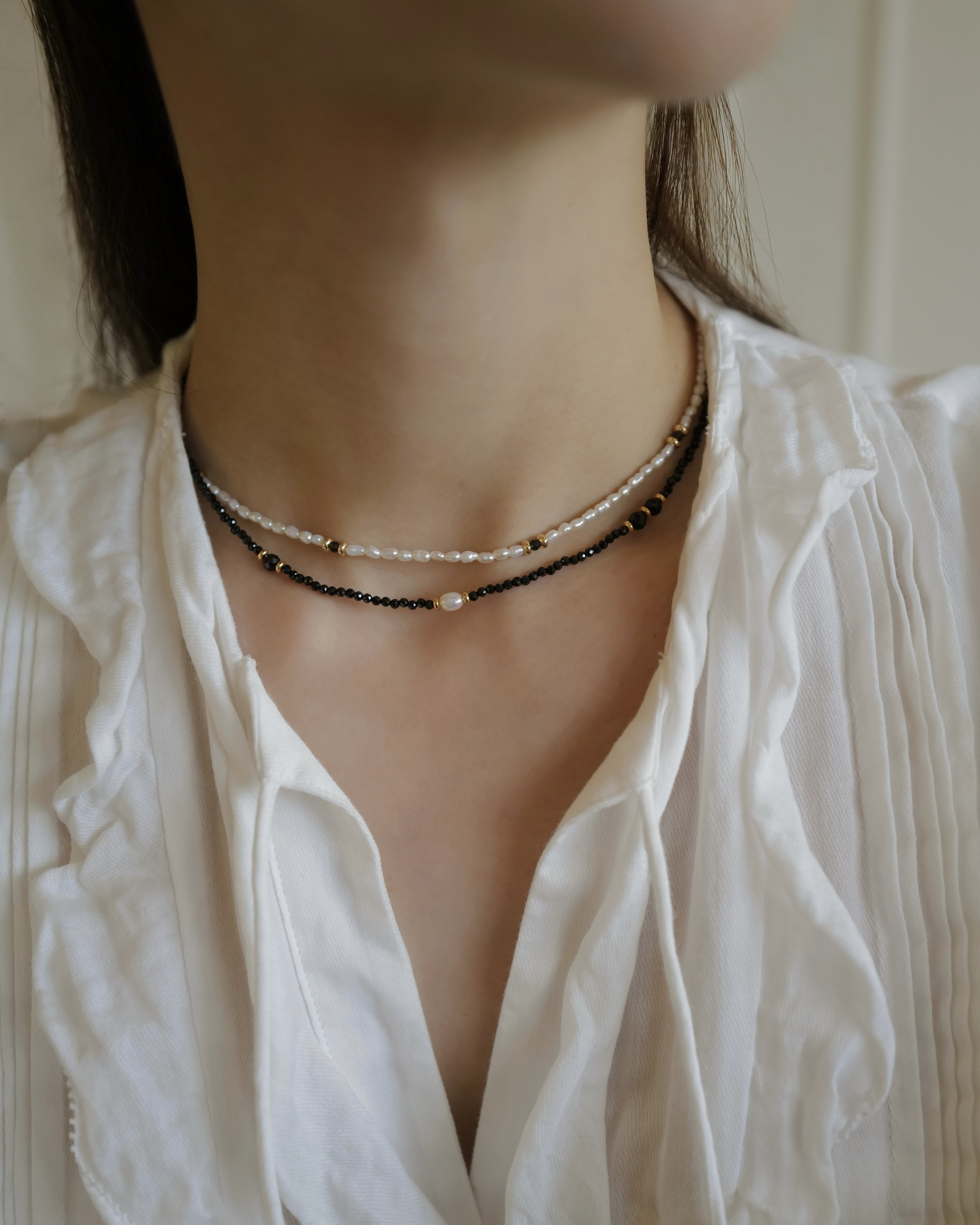 Obsidian Pearls Choker｜黑曜石珍珠項鏈