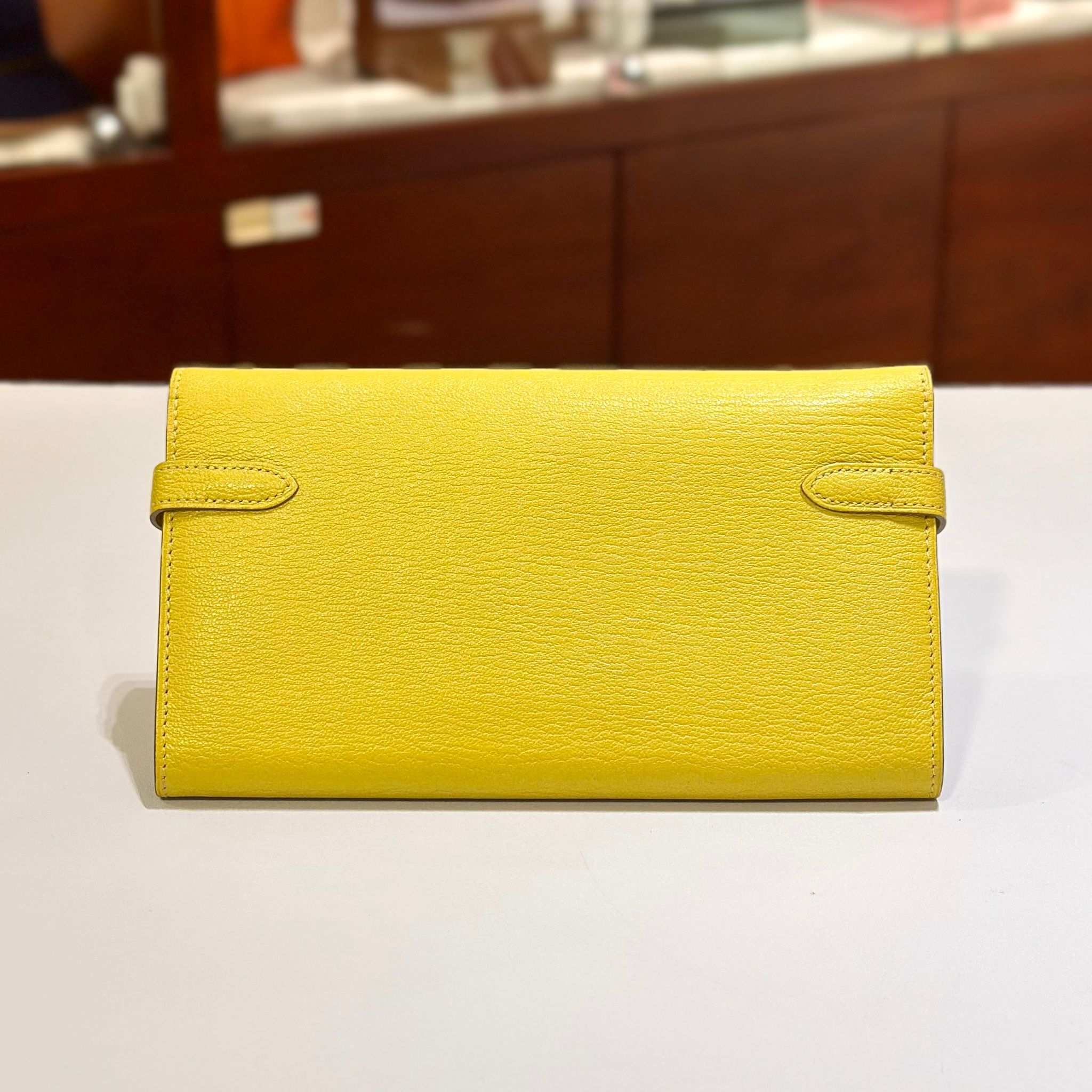 99%NEW接近全新愛馬士KELLY 銀包 檸檬黃EPSOM皮銀扣X刻 9R/LIME PHW KELLY LONG WALLET #兩年免費保養 #香榭站正品