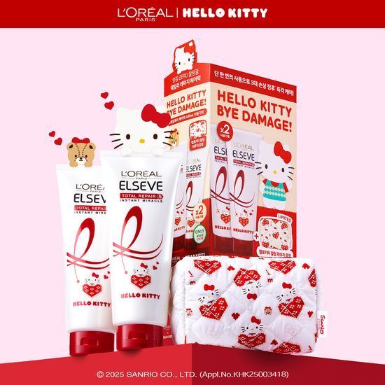 《olive young 連線》 L'Oreal Paris  x hello kitty Total Repair 5 Instant Miracle Hair Pack 400ml