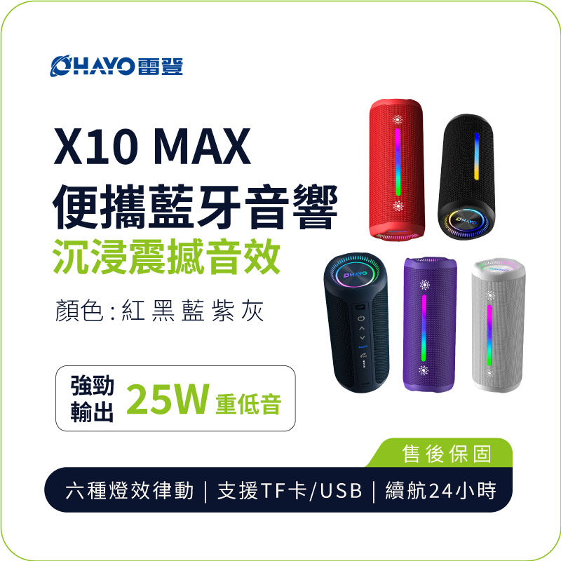 【OHAYO】 X10 MAX Portable Bluetooth Speaker｜35W MAX Deep Bass｜IPX7 Waterproof｜24H Playtime