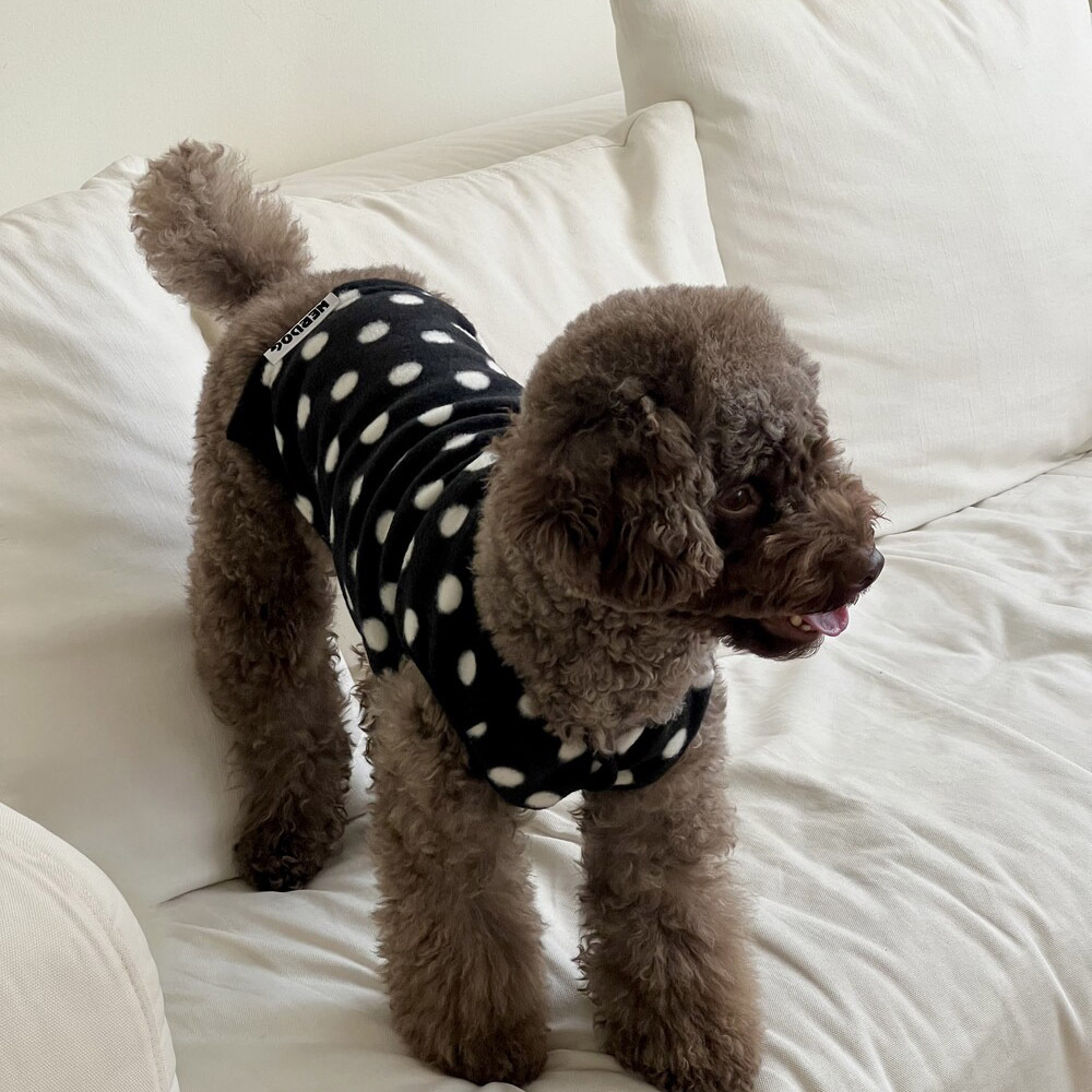 【 韓國連線 】NERDOG｜圓點羊毛背心-黑色