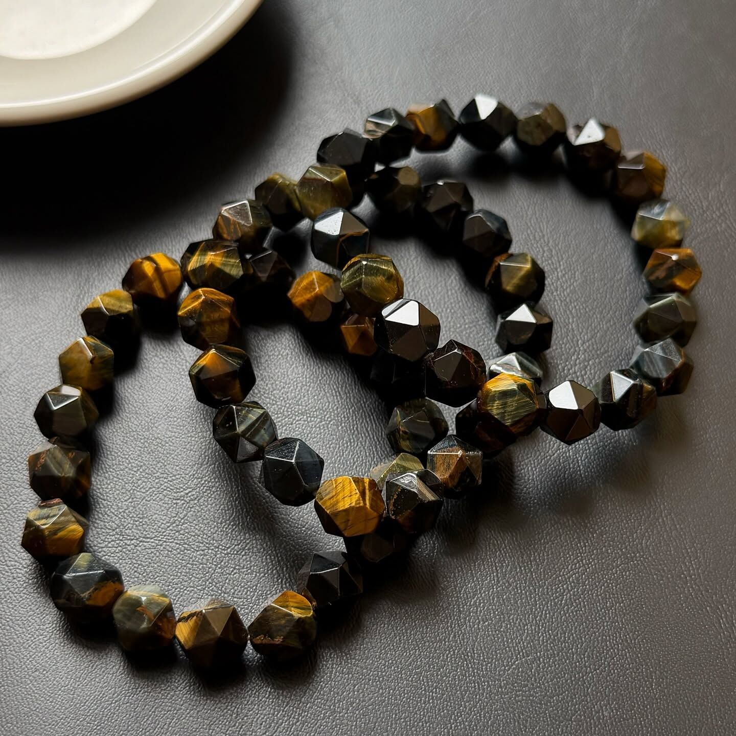 [原石] 藍虎眼石 菱形水晶手串