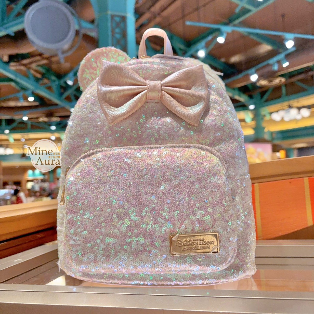 米妮 Minnie 立體耳朵造型 亮片設計 後背包 -上海迪士尼樂園