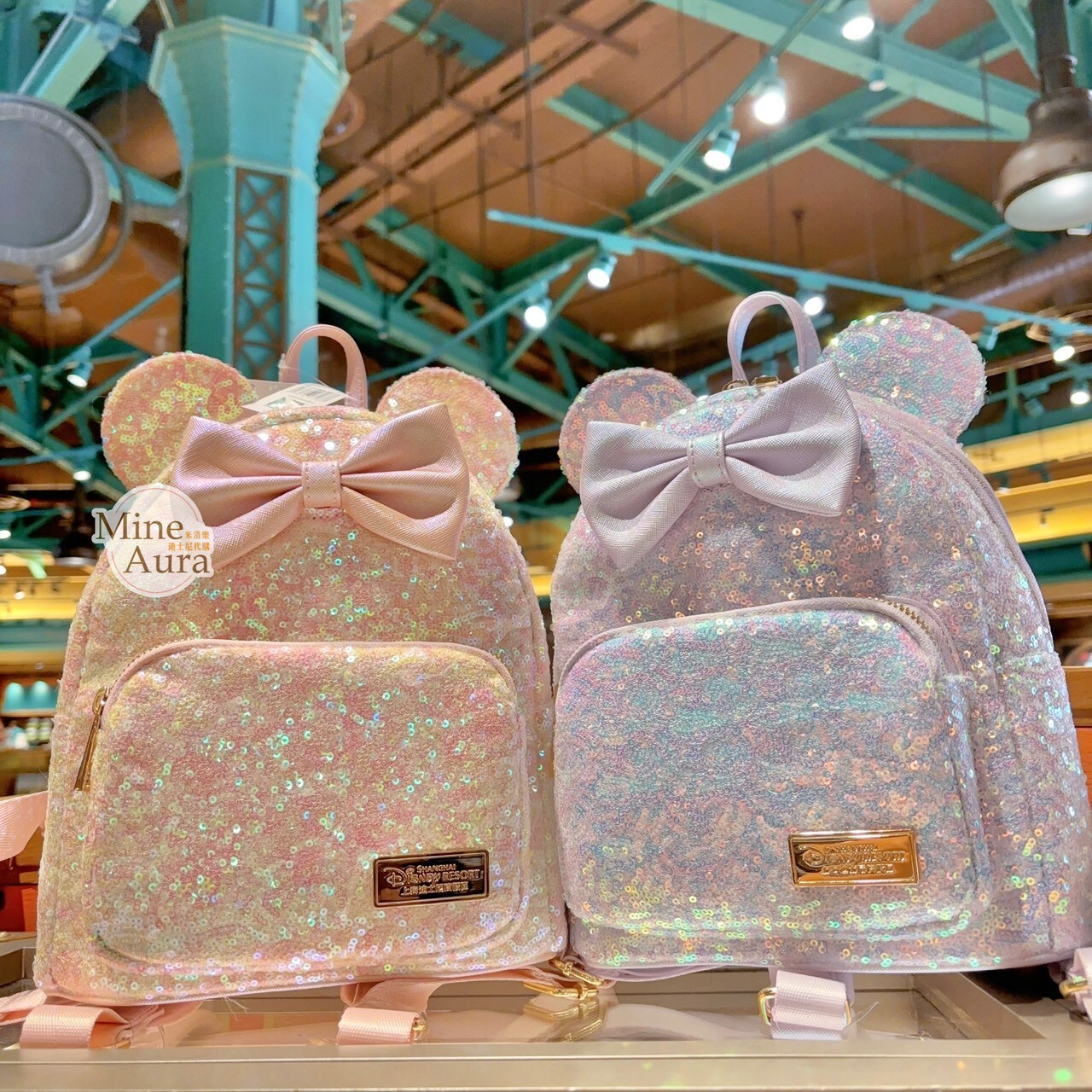 米妮 Minnie 立體耳朵造型 亮片設計 後背包 -上海迪士尼樂園