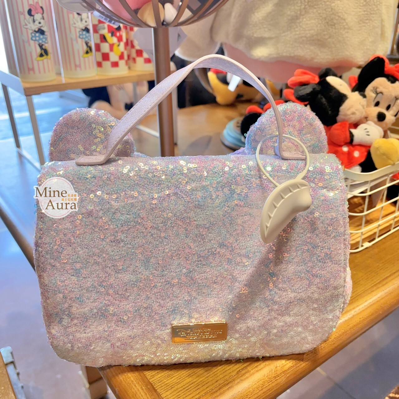 米妮 Minnie 立體耳朵造型 亮片設計 手提包 斜背包 -上海迪士尼樂園