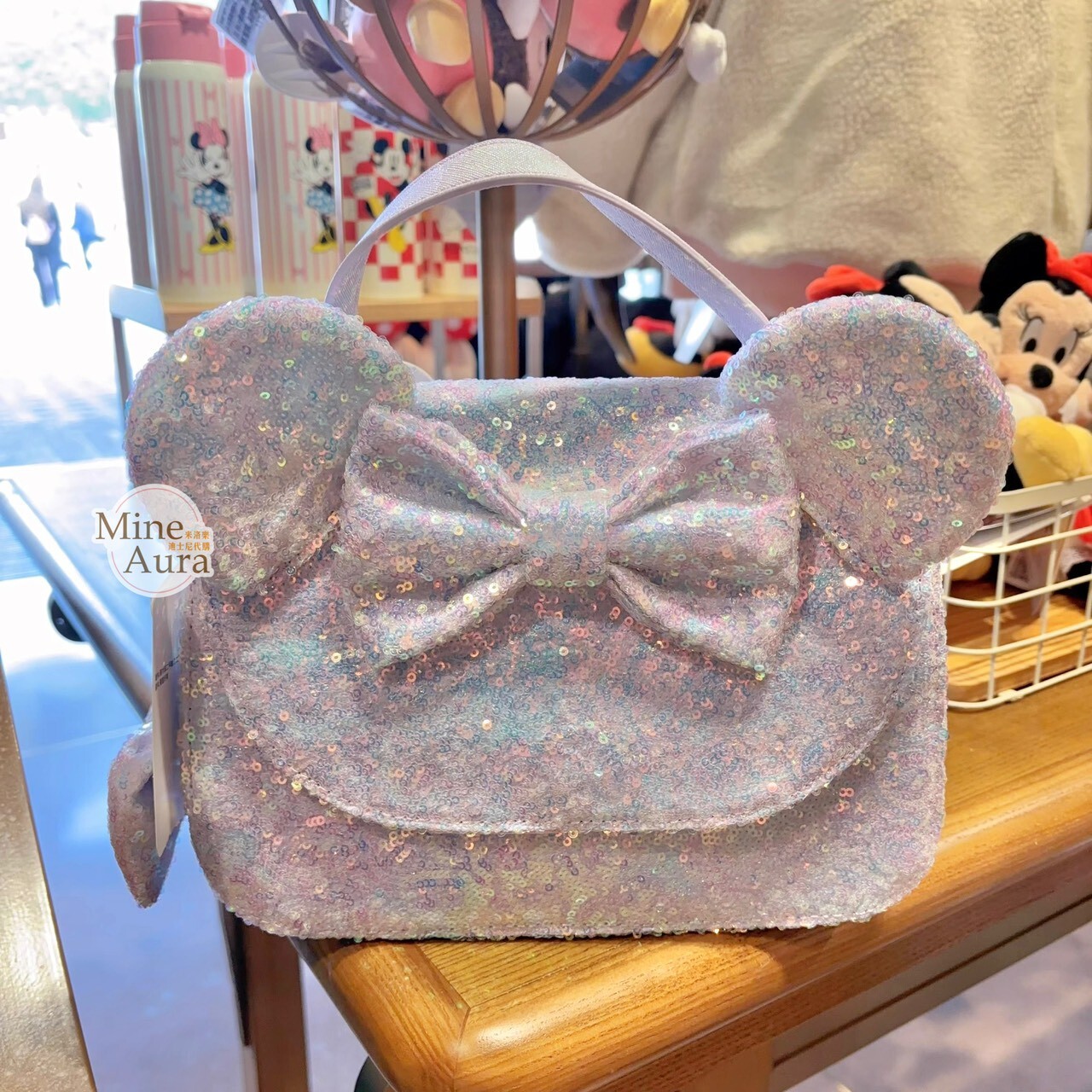 米妮 Minnie 立體耳朵造型 亮片設計 手提包 斜背包 -上海迪士尼樂園