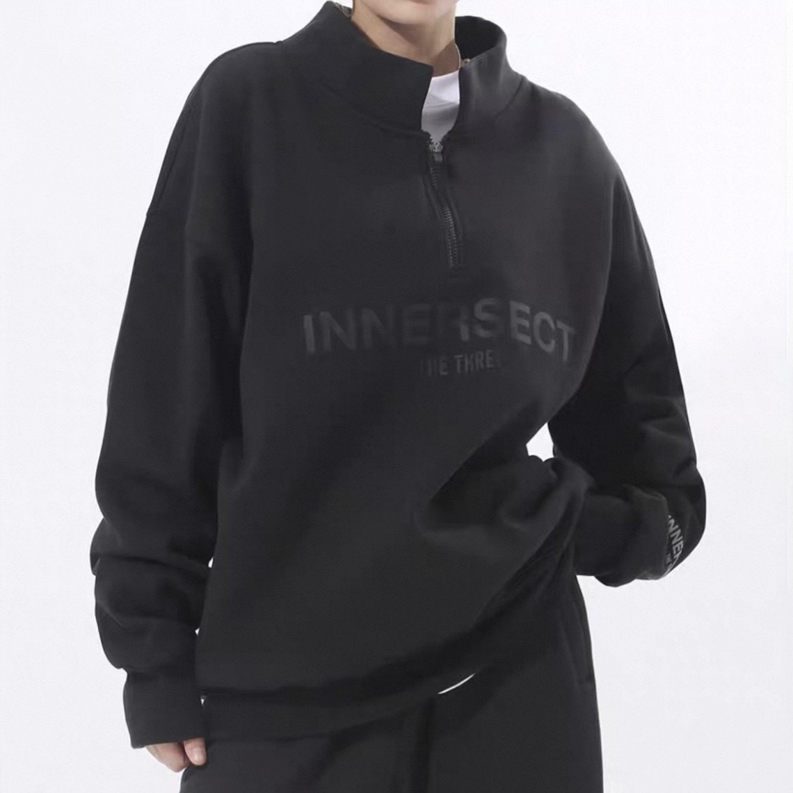 INNERSECT 三生萬物 半拉鍊衛衣 字母 上衣 長袖 美式 純色 INN23FWTHD57