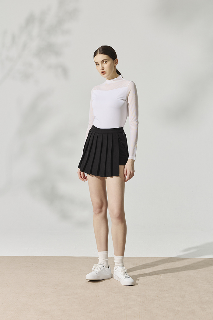 輕透抓皺內著上衣-晨曦白