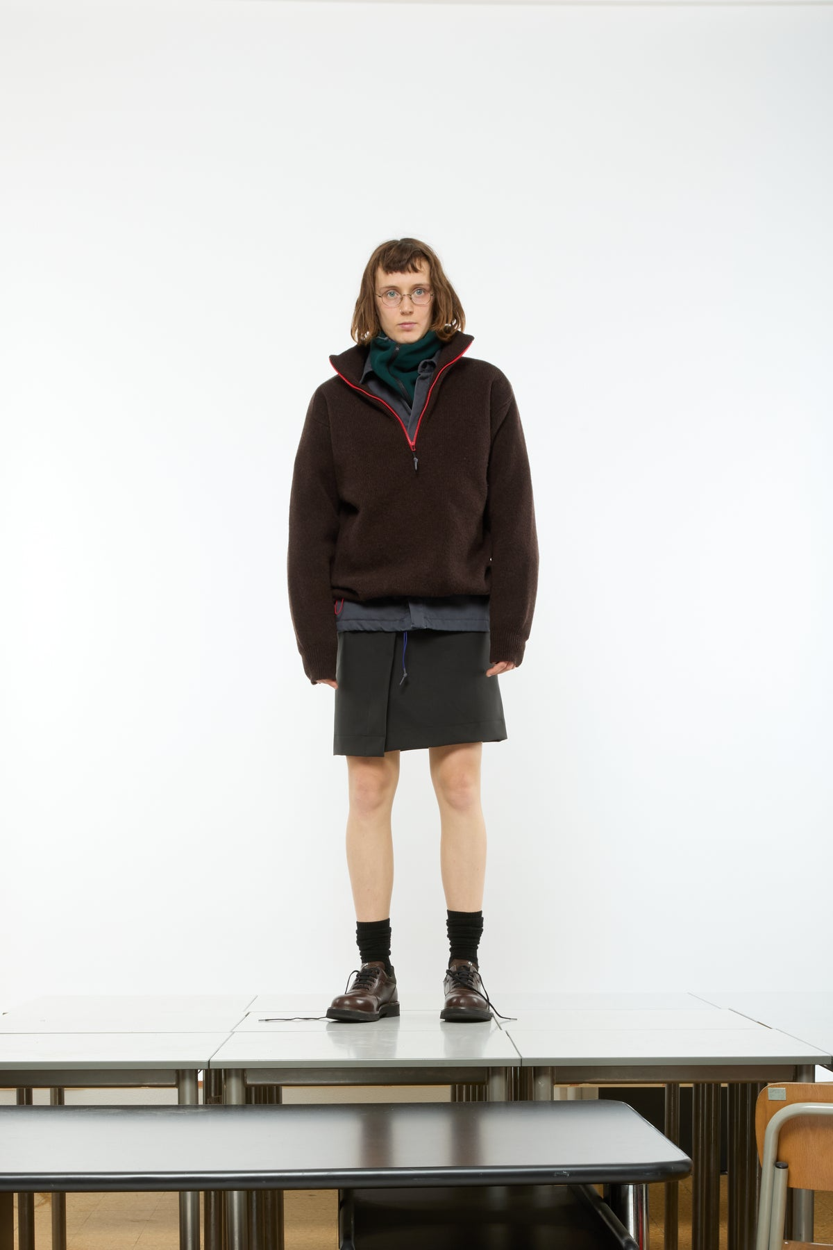 GR10K｜FELTED HIGH NECK "DARK BROWN"
