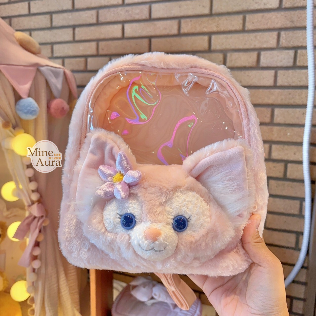 玲娜貝兒 Lina bell 絨毛 大頭造型 透明設計 後背包 -上海迪士尼樂園