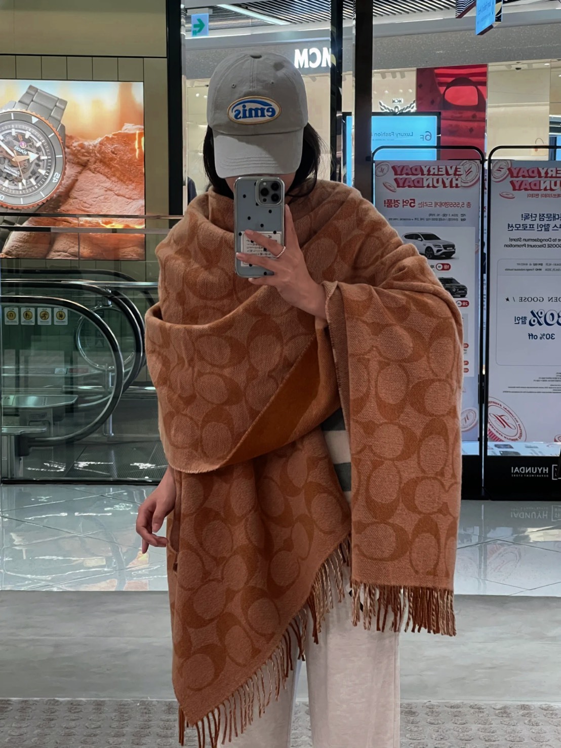 COACH 綿羊毛 真絲圍巾