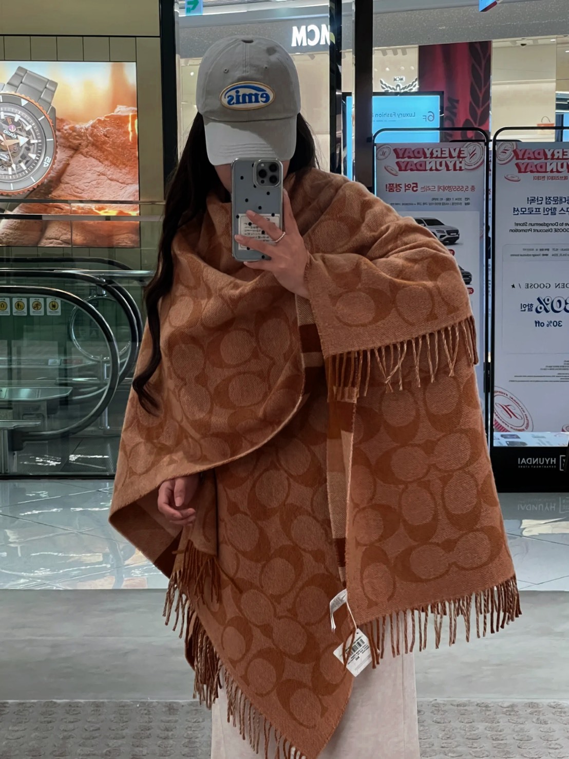 COACH 綿羊毛 真絲圍巾