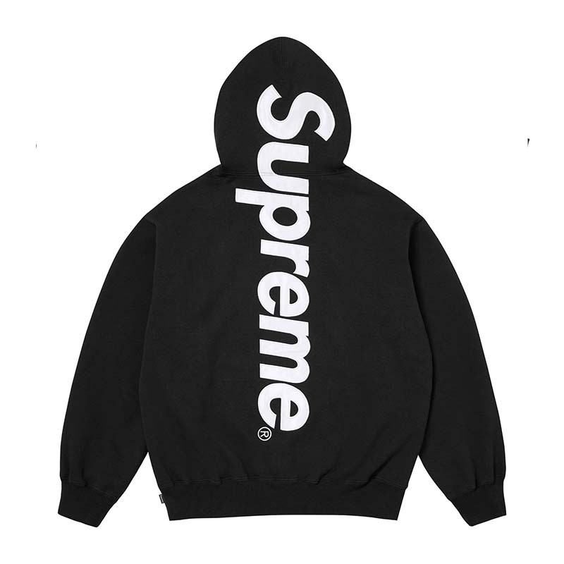Supreme Satin Appliqué Hooded Sweatshirt 黑色 連帽 帽踢 長袖 SUP-554 [台灣現貨]