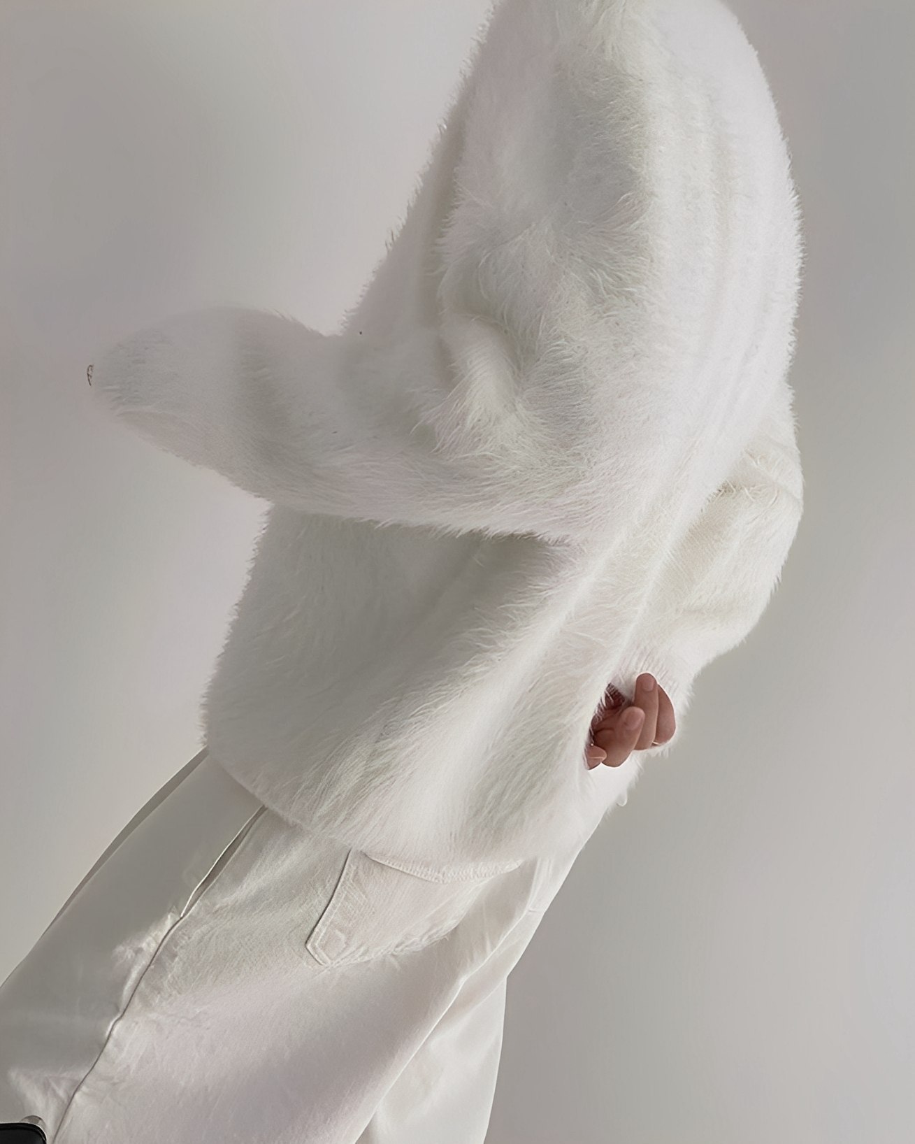 馬海毛 圓領 寬鬆 針織 毛衣