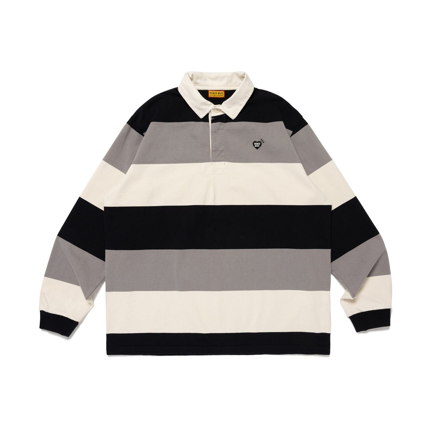 2025AW HUMAN MADE RUGBY SHIRT 條紋 左胸 愛心 長袖 POLO衫 現貨 HM30CS006