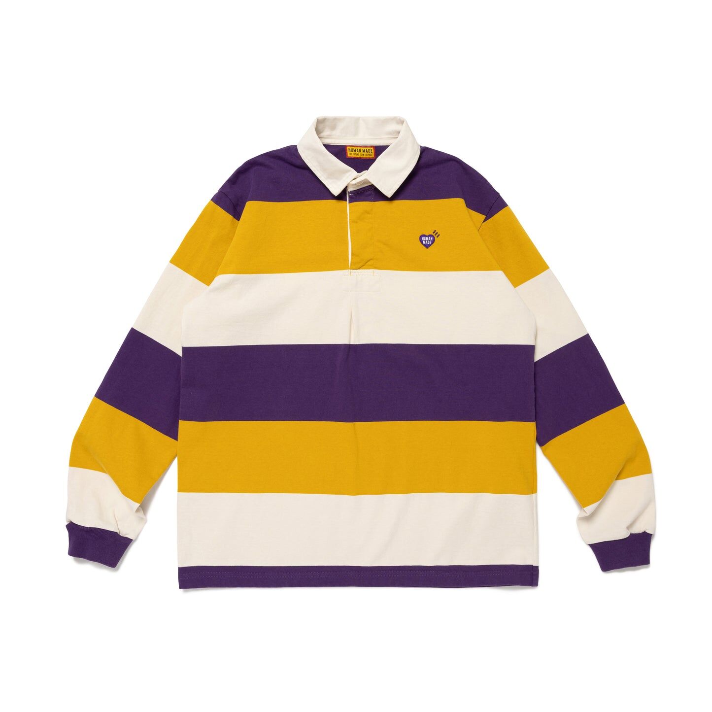 2025AW HUMAN MADE RUGBY SHIRT 條紋左胸愛心長袖POLO衫現貨