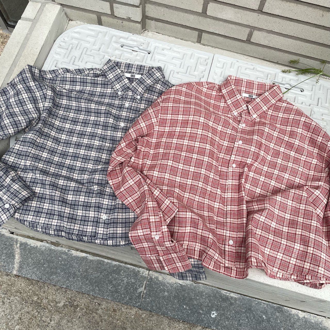 格仔長袖恤衫 OREO-129S