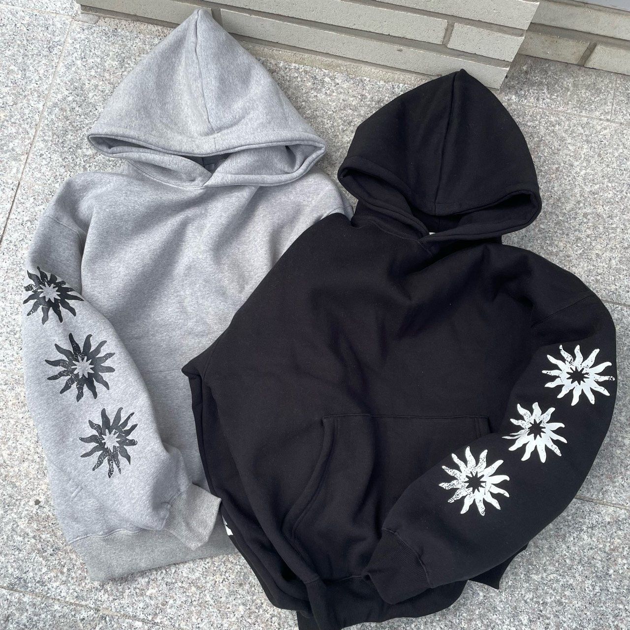 花花圖案連帽衛衣(薄抓毛底) OREO-130T