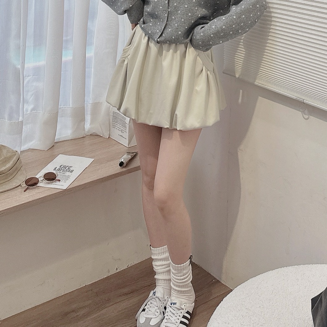 皮革雙口袋花苞褲裙/三色