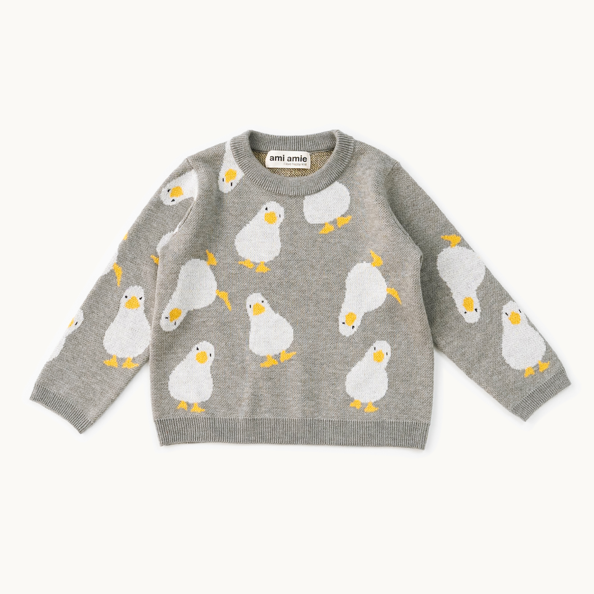 〖 Ami Amie 〗灰色小鴨羊毛針織上衣