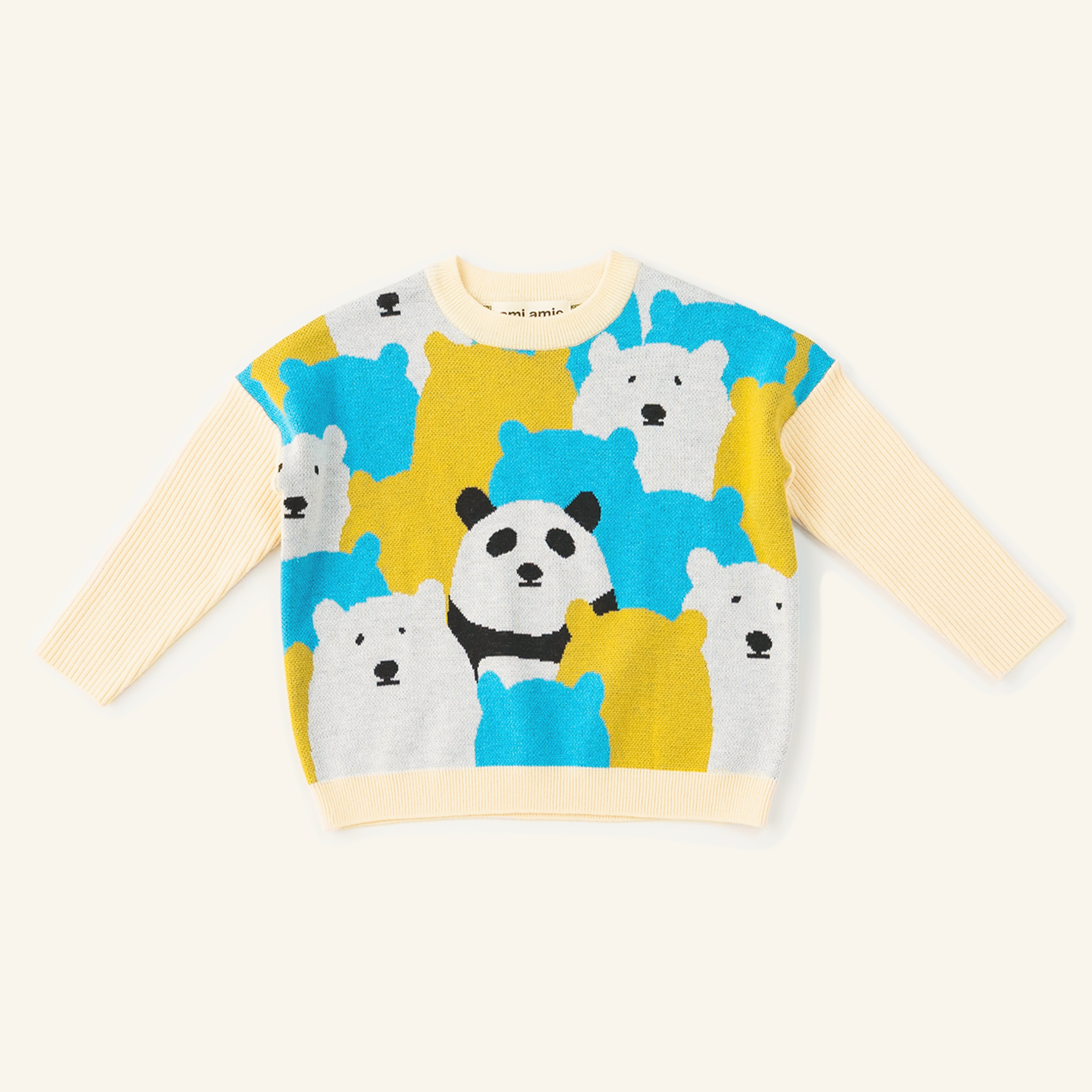 〖 Ami Amie 〗拼袖熊熊羊毛針織上衣