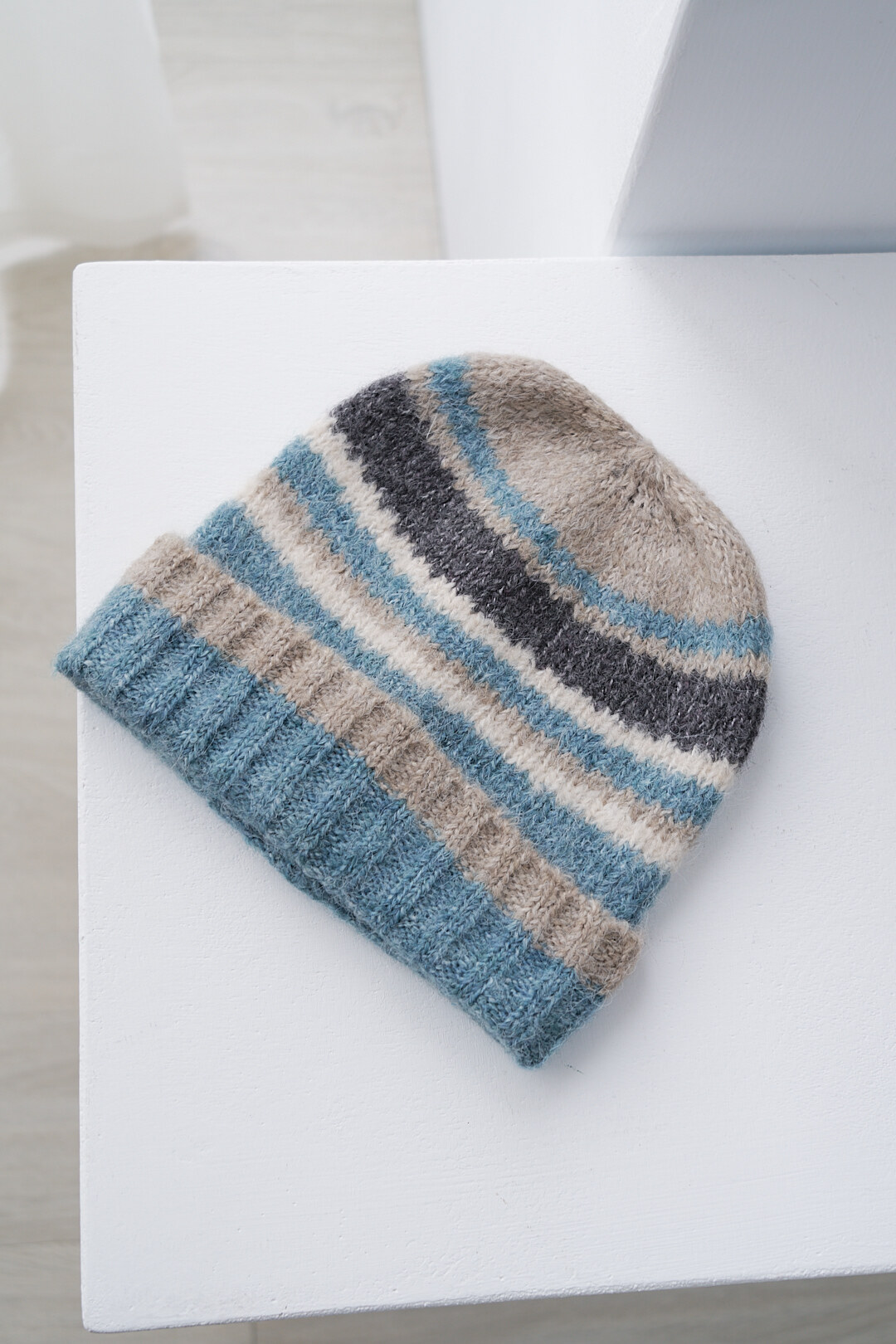 彩線集！多色條紋羊毛針織帽(三色)