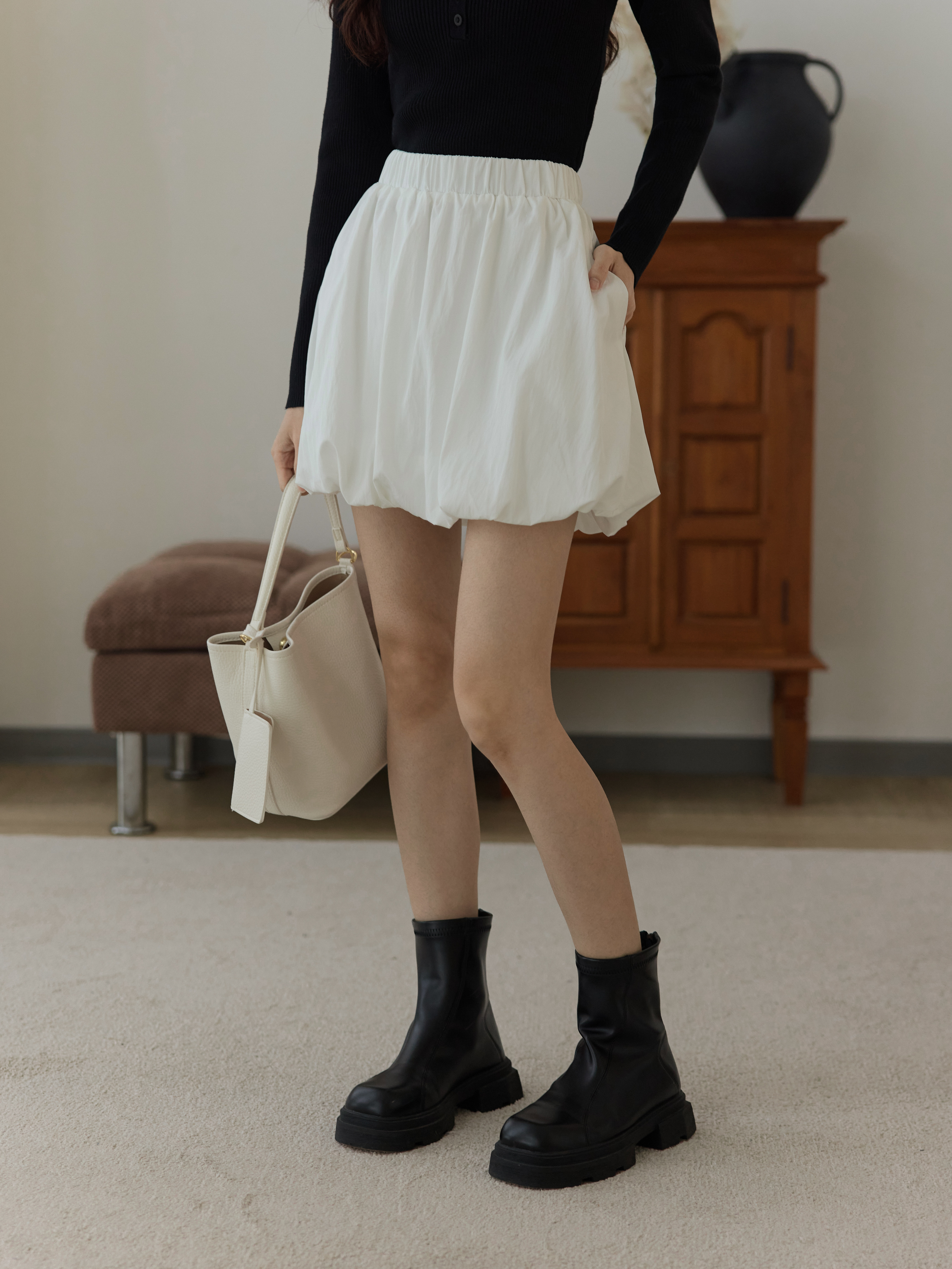 高腰氣球短褲裙