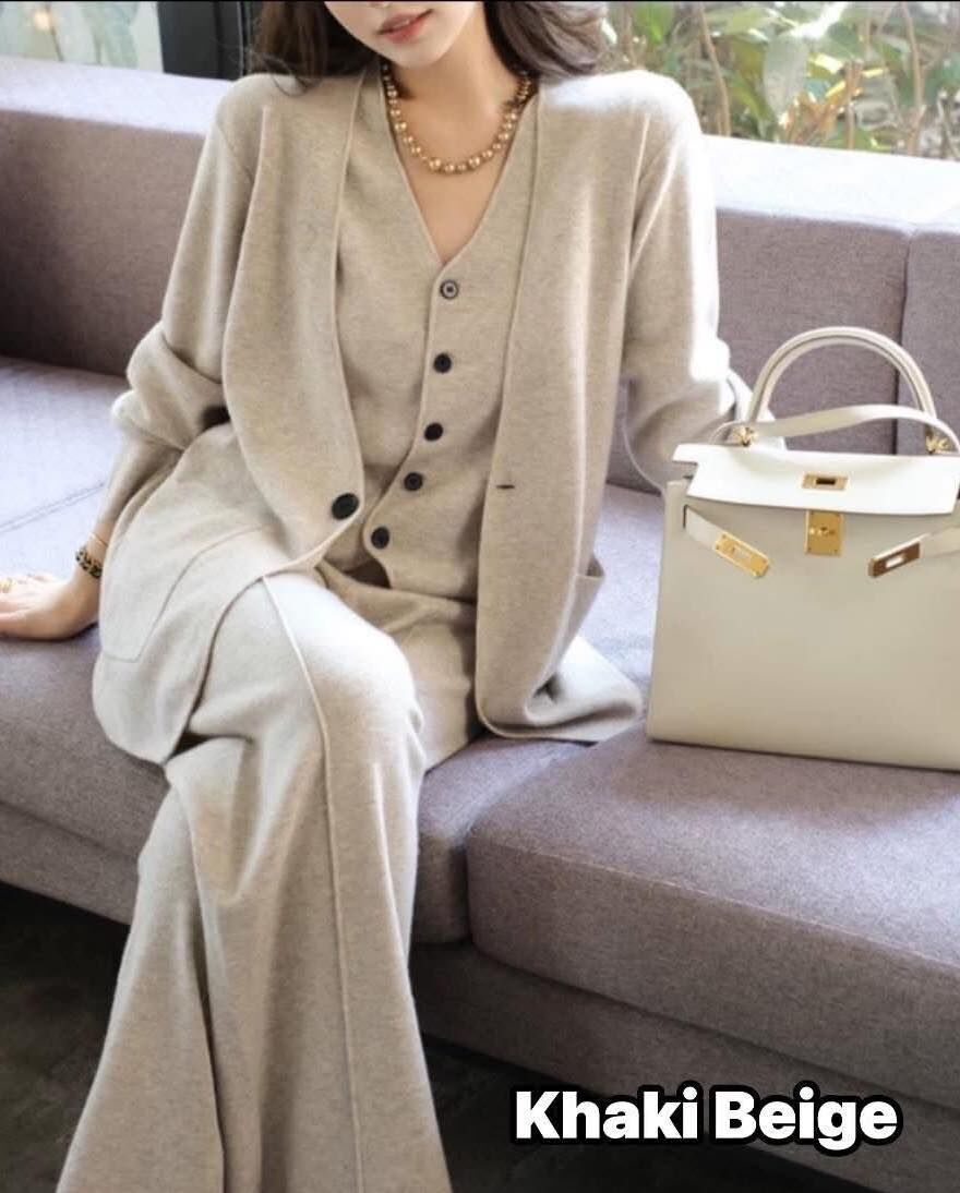 【質感簡約風的針織3件套裝組】（現貨）