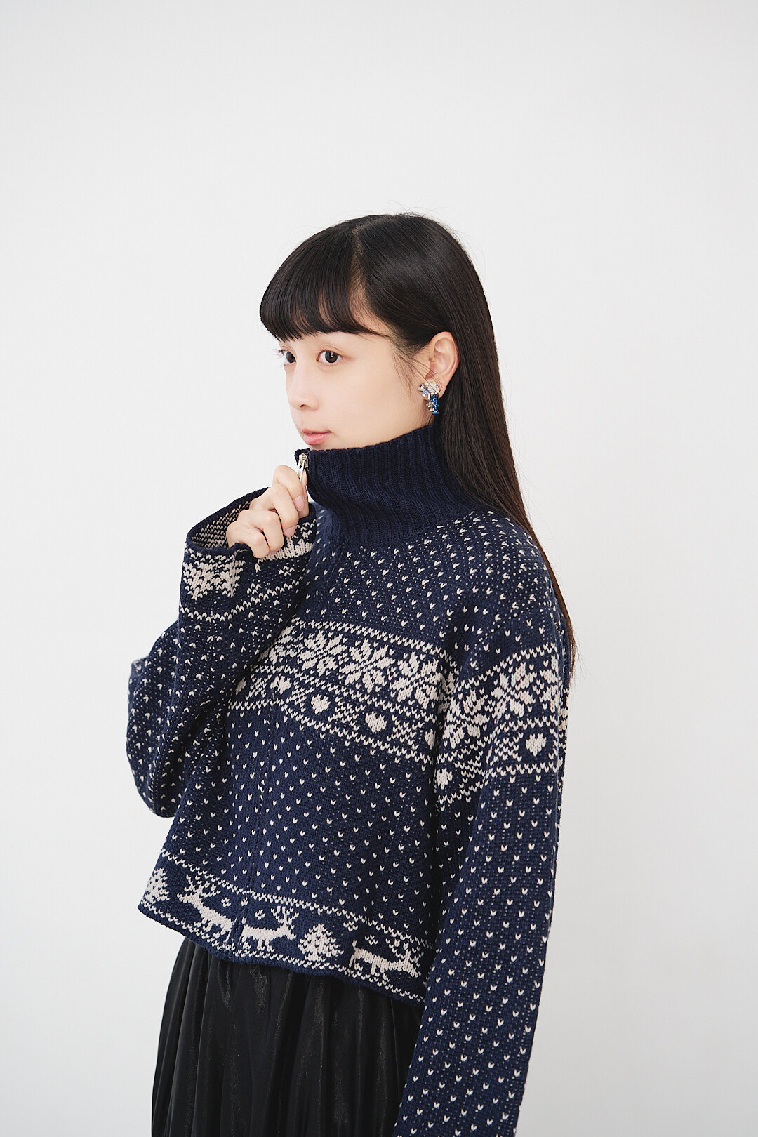 (限量)雪花信箋！北歐童話針織毛衣(兩色-海軍藍)