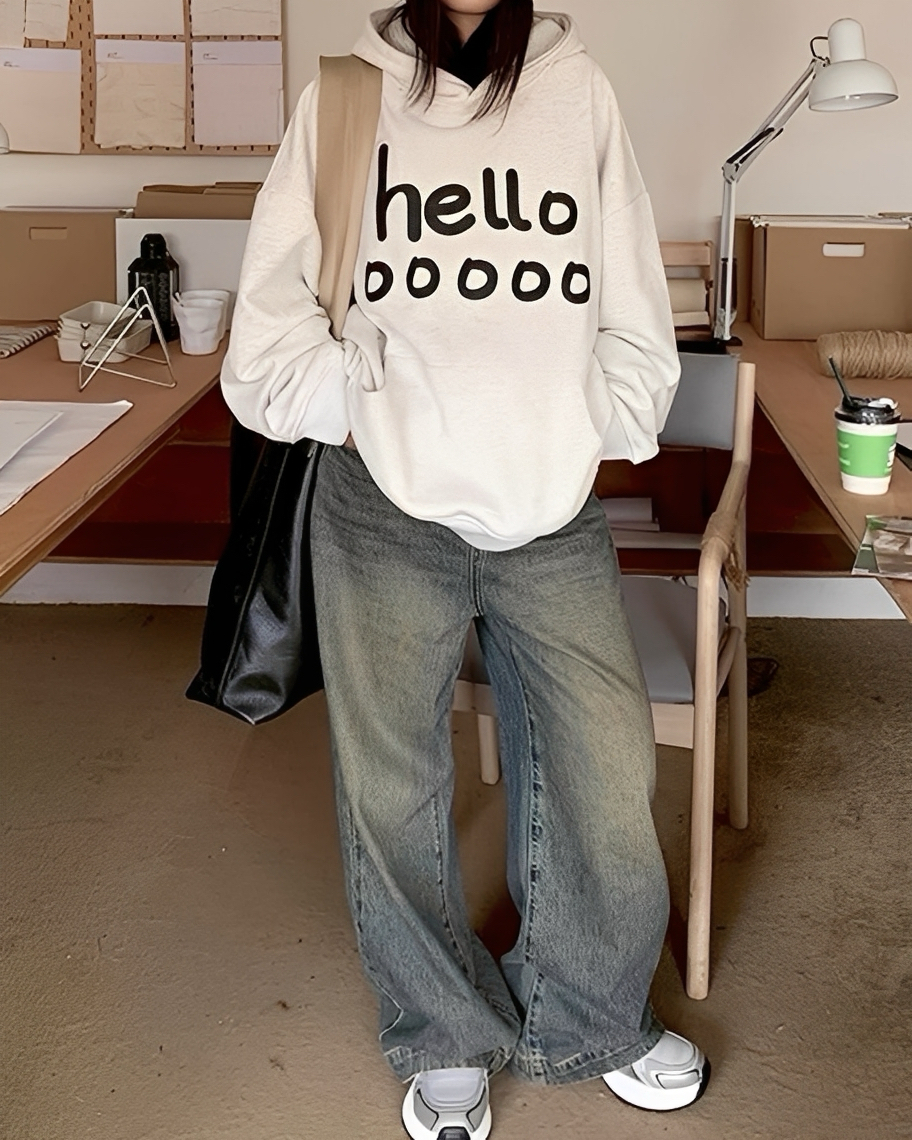 美式 英文 設計 連帽 長袖 帽T