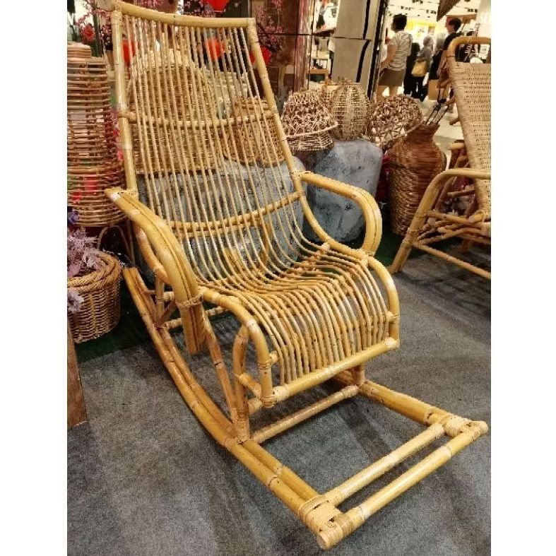 [The Rattan House] Extra Large Tripple Handle Superior MANAU Rattan Rocking Chair Indoor or Outdoor Garden/ Rotan Kerusi