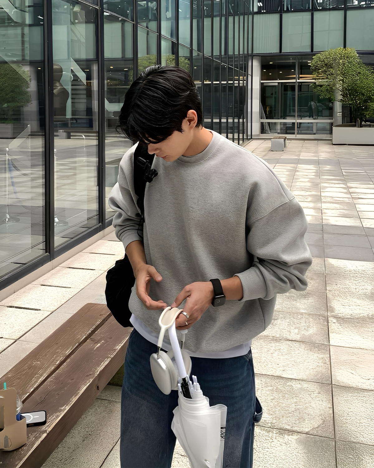 Boxy 重磅 短版 圓領 長袖 大學T