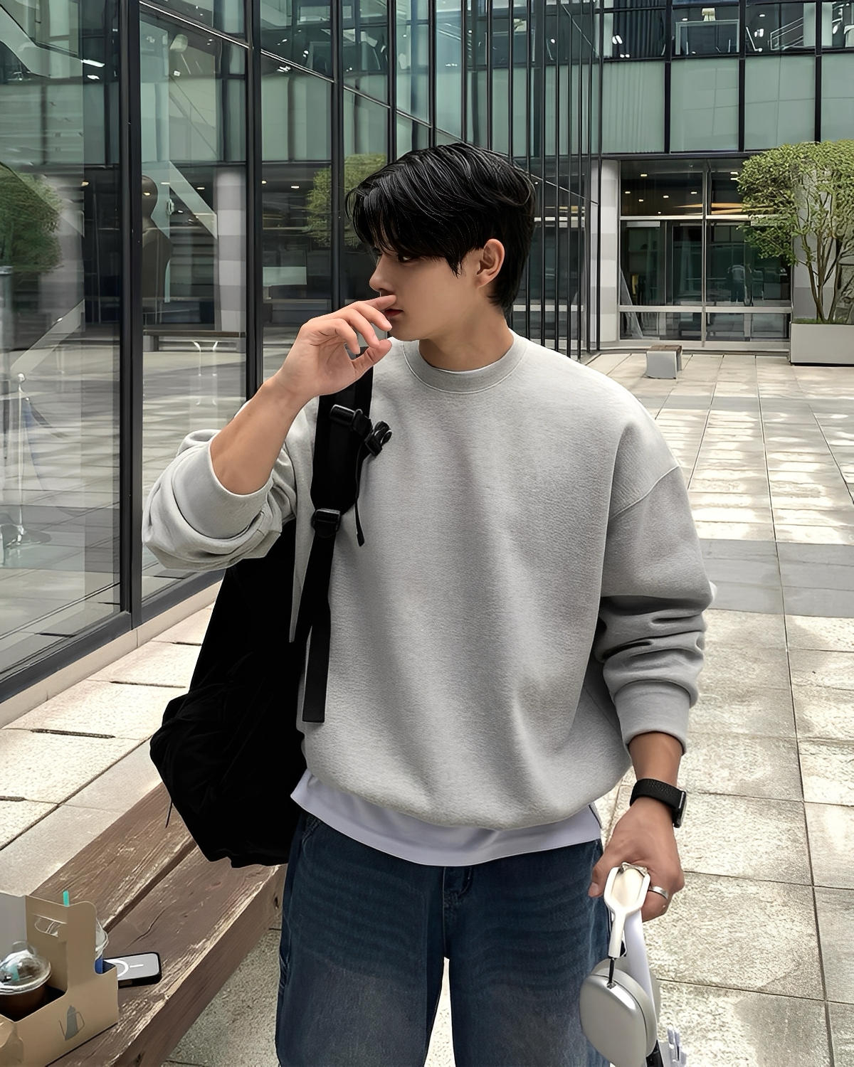 Boxy 重磅 短版 圓領 長袖 大學T