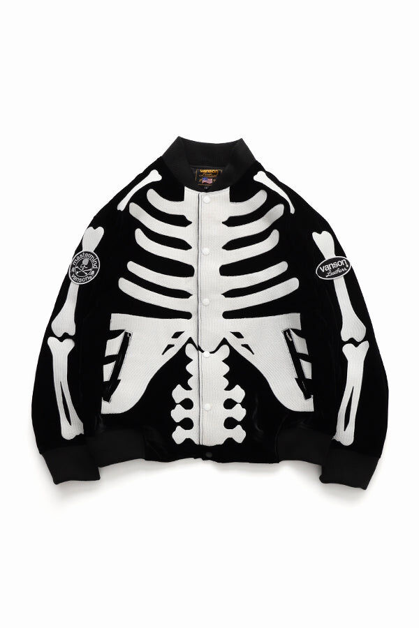 2025AW MASTERMIND WORLD MMJ VANSON LEATHER BONES BOMBER JACKET 聯名 皮革 鵝絨 骷髏 骨頭 外套 現貨 MW25C15