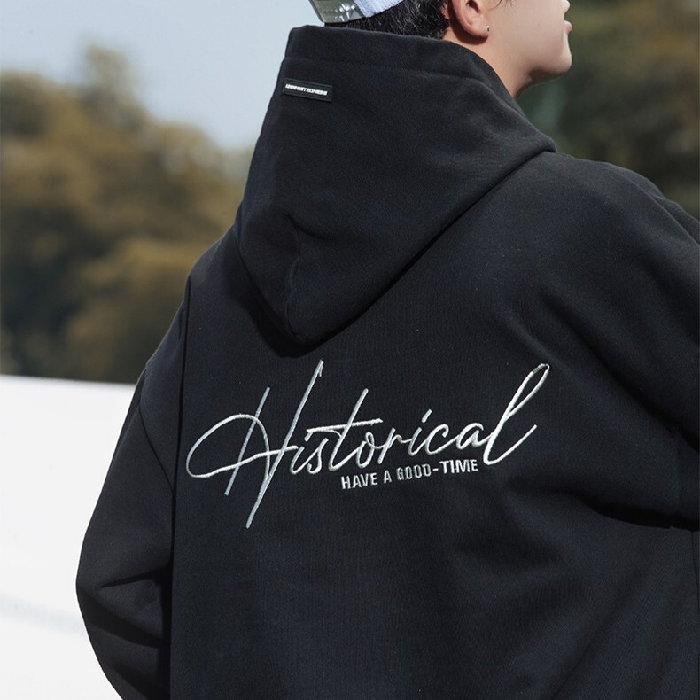 重磅美式草寫刺繡帽T L3838