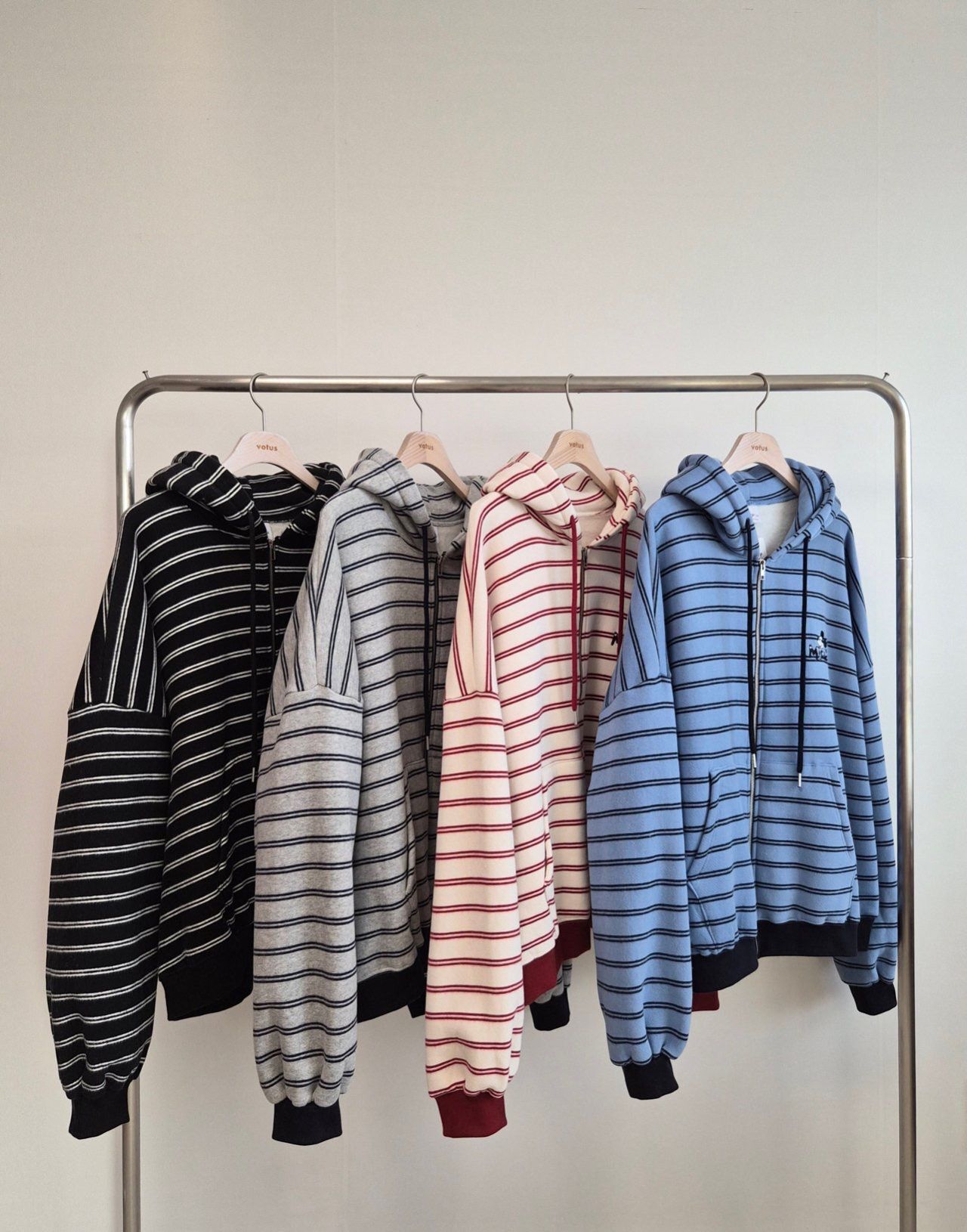 橫間卡通連帽拉鍊外套(薄抓毛底) Votus-185JK