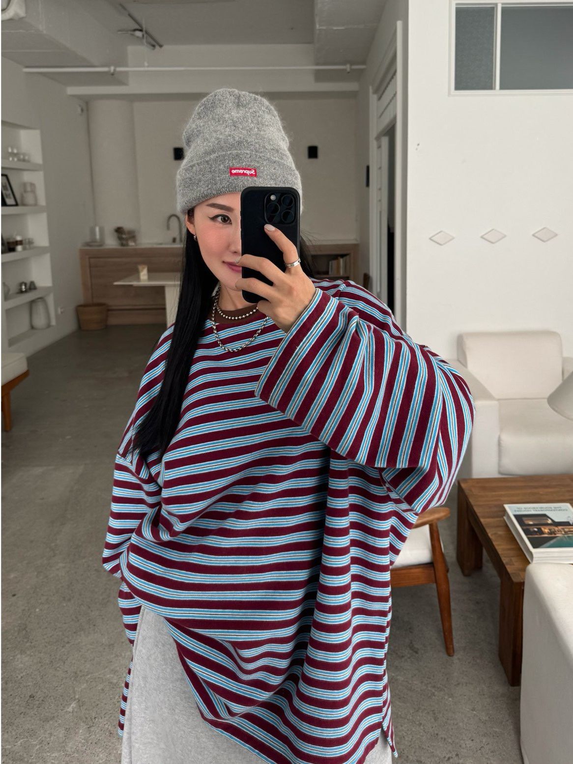 OverSize橫間長袖衫(薄抓毛底) Votus-191T