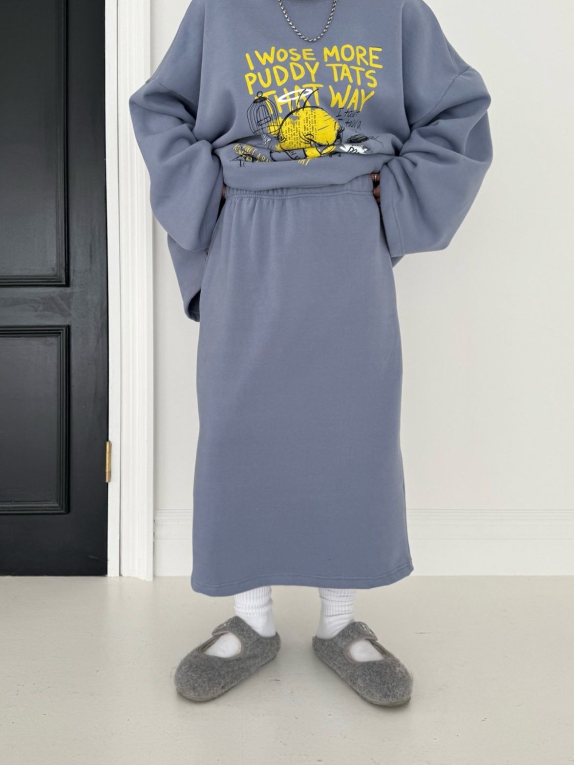 淨色棉質半截裙(薄抓毛底) Votus-193SK