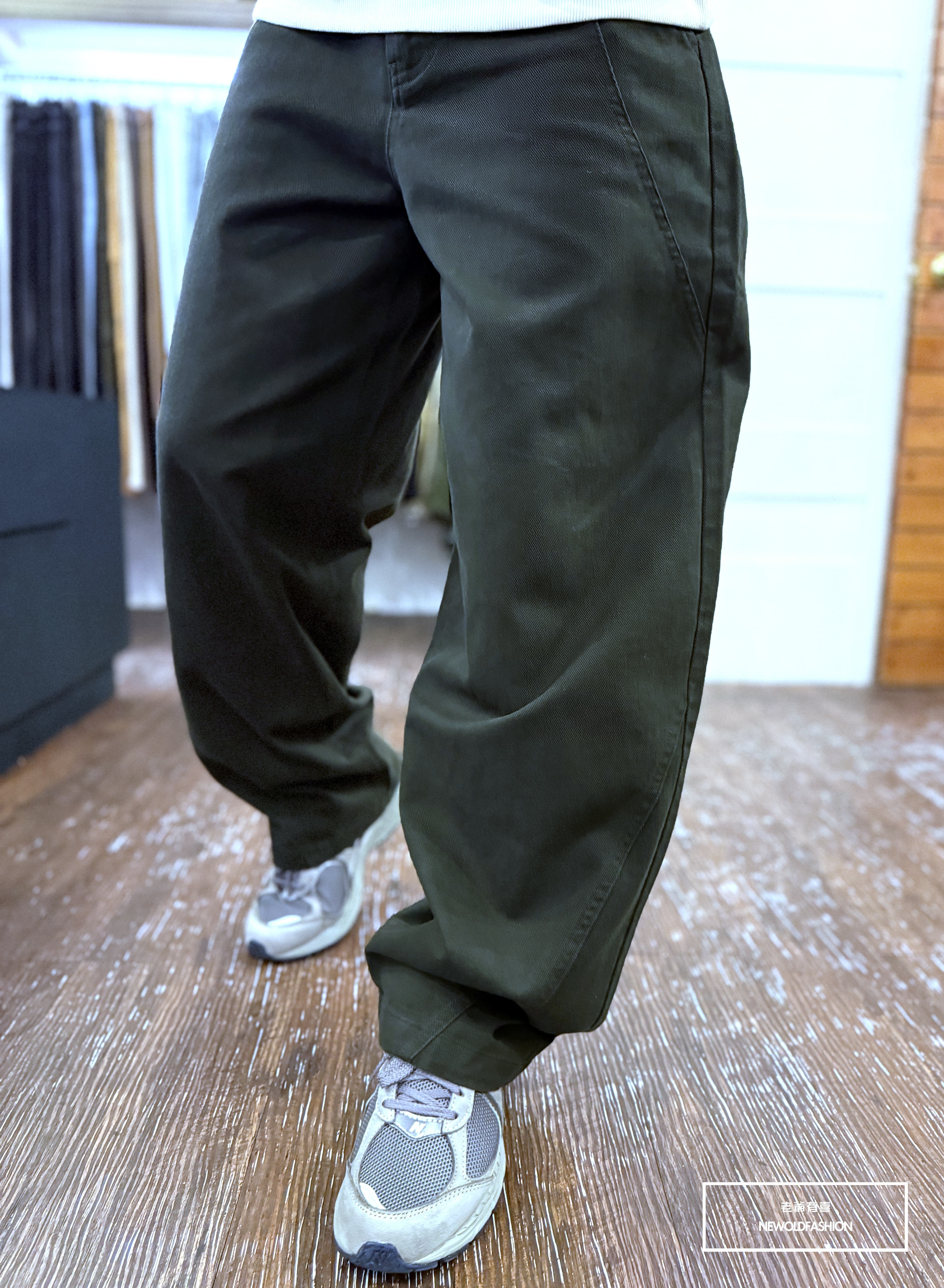 『新品上市』重磅立體弧線工裝 彎刀褲(NOF25108809)-軍綠