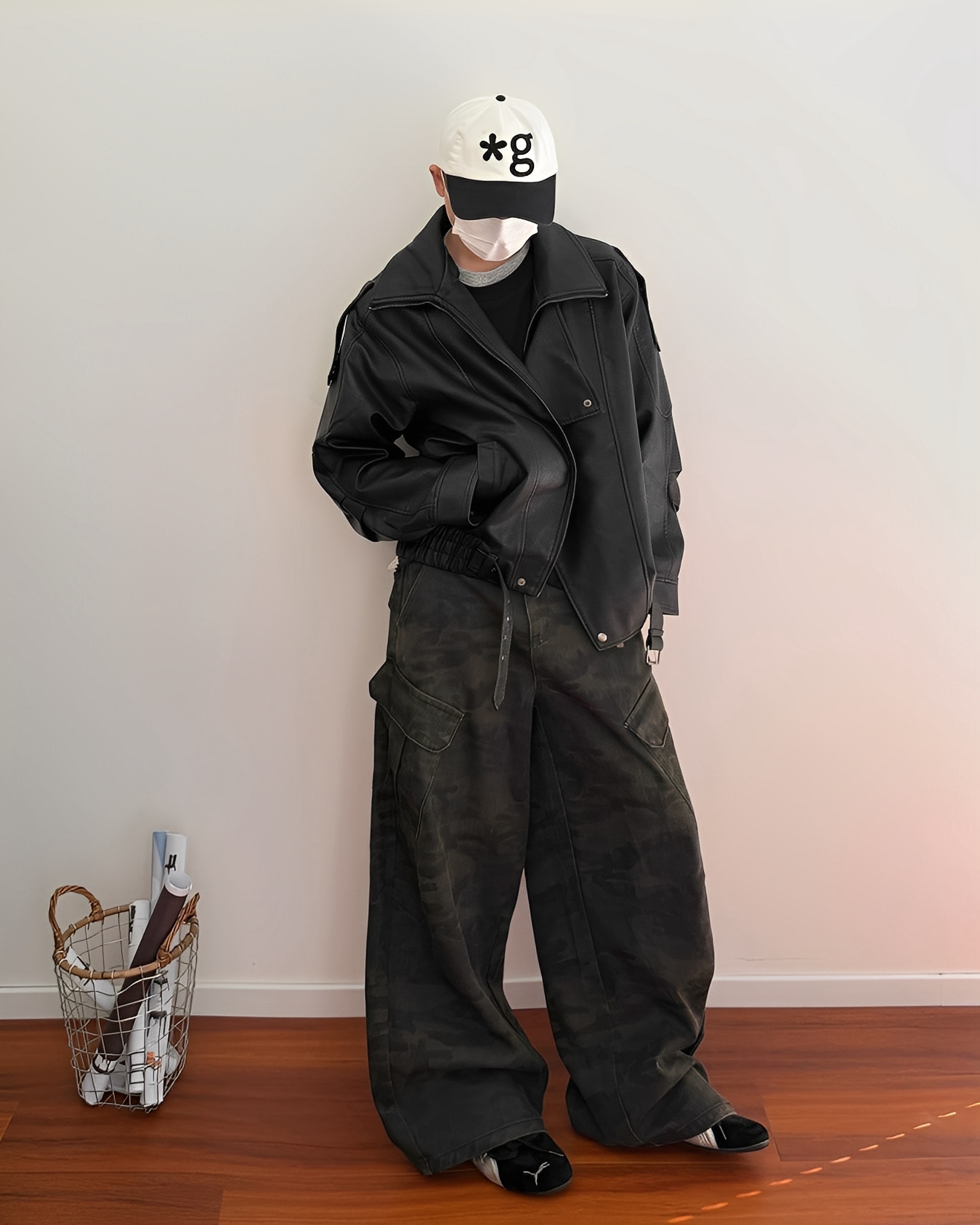 美式 復古 迷彩 斜口袋 彎刀褲