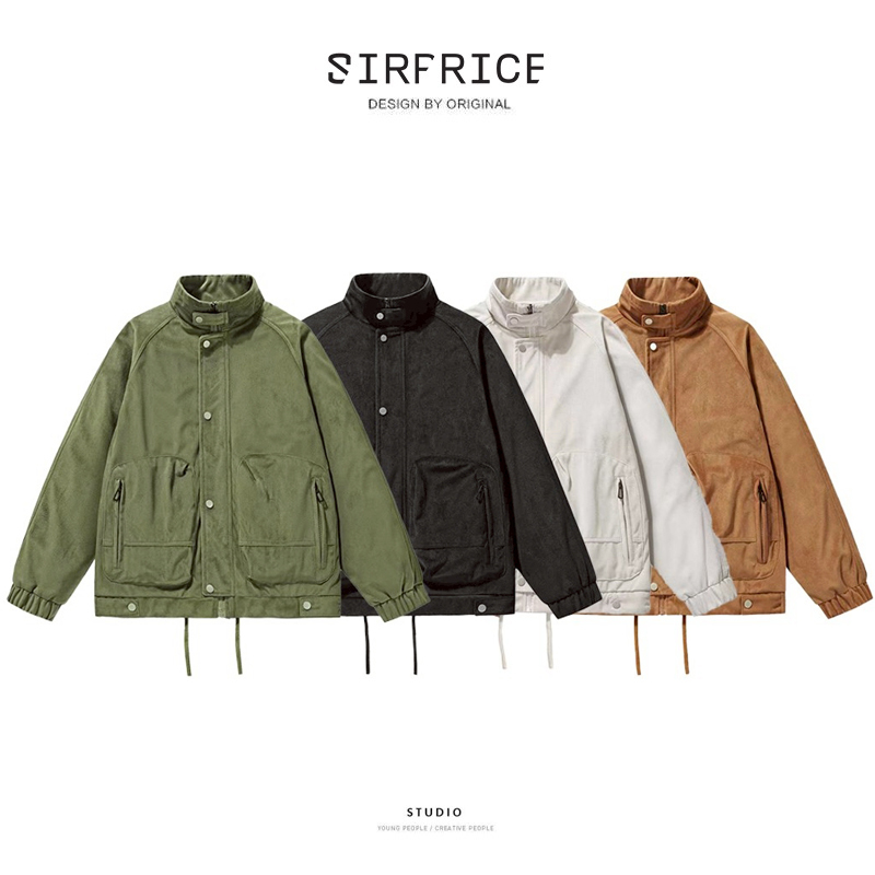 磨毛燈心絨復古立領外套