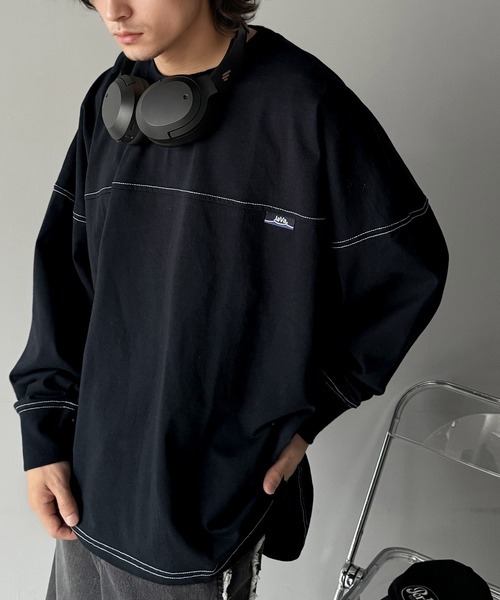 Java 純棉 配色縫線 短袖T恤 長袖 衛衣