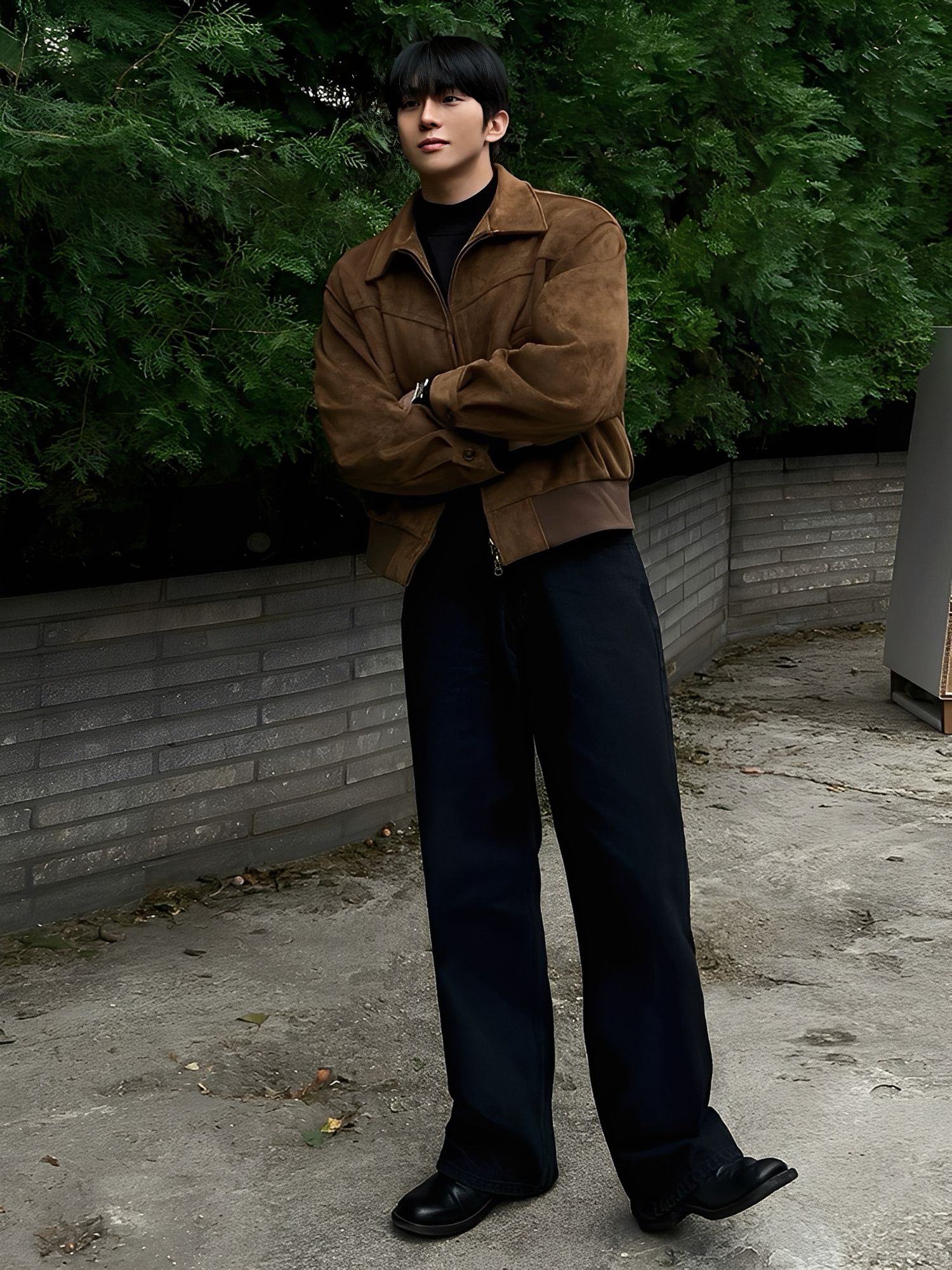 2色 短版 素面 麂皮 休閒 外套