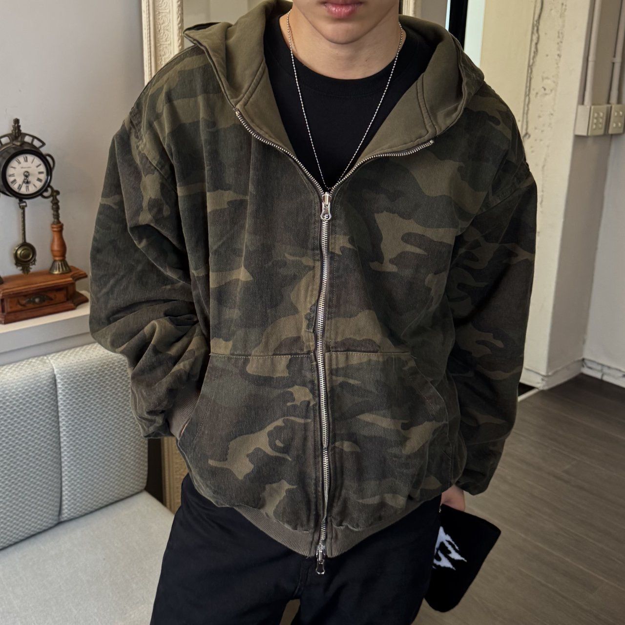 迷彩連帽拉鍊外套(雙面) BY-458JK